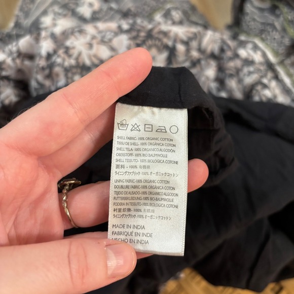 Cleobella Shiva Midi Dress Tripura Block Print Gray White V Pockets Boho Large - Picture 10 of 10